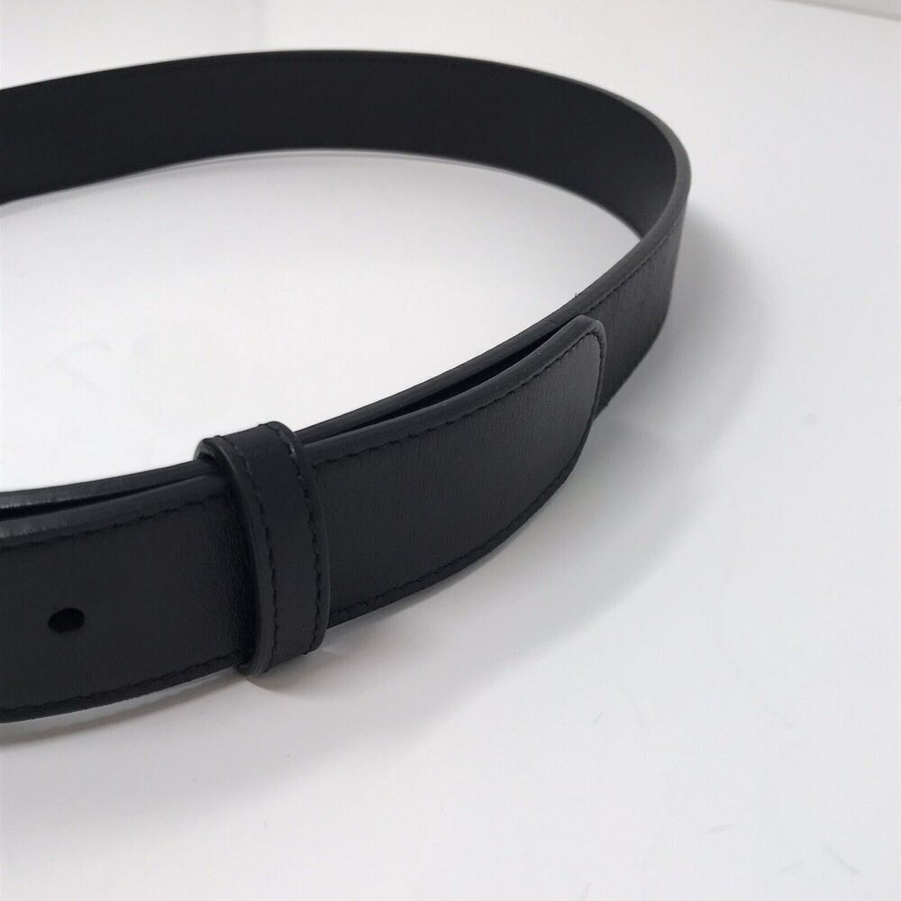Gucci GG Marmont Thin Belt Black Leather Brass Double G Women Size 75/30 - Picture 8 of 14